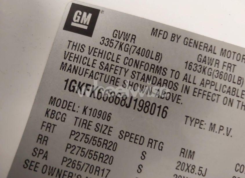 Photo 9 of 2008 Gmc Yukon XL 1500 DENALI (VIN 1GKFK66868J198016)