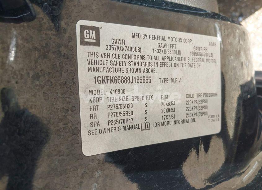 Photo 9 of 2008 Gmc Yukon XL 1500 DENALI (VIN 1GKFK66888J185655)