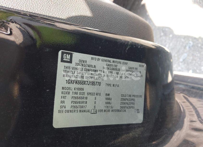 Photo 9 of 2007 Gmc Yukon XL 1500 DENALI (VIN 1GKFK668X7J185770)