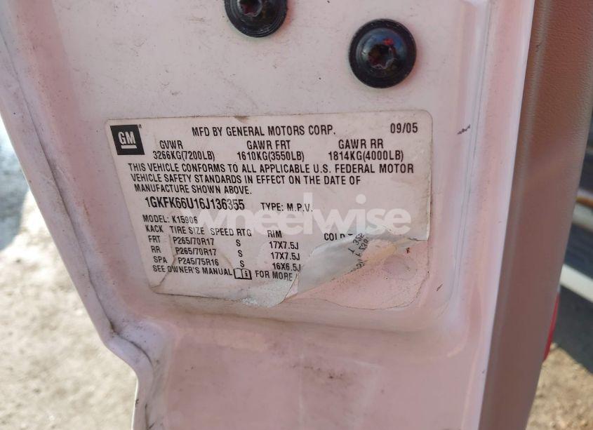 Photo 9 of 2006 Gmc Yukon XL 1500 DENALI (VIN 1GKFK66U16J136355)