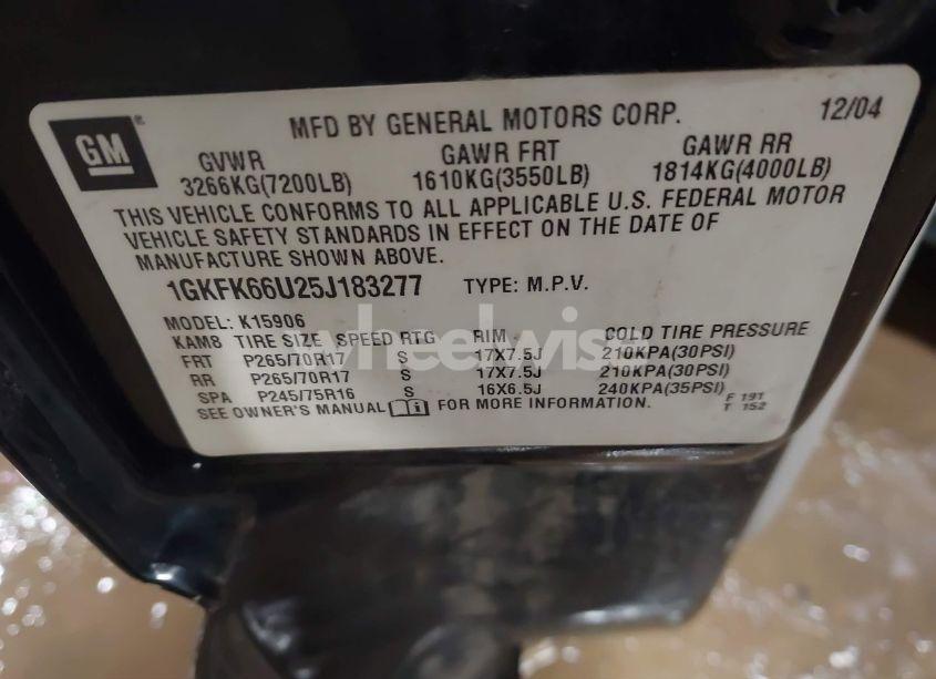 Photo 9 of 2005 Gmc Yukon XL 1500 DENALI (VIN 1GKFK66U25J183277)