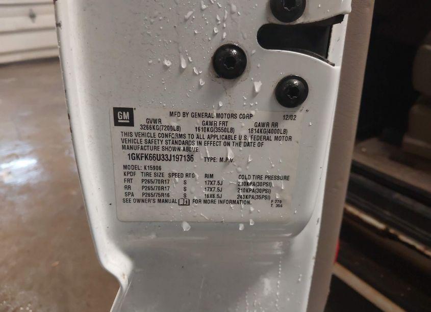 Photo 9 of 2003 Gmc Yukon XL 1500 DENALI (VIN 1GKFK66U33J197136)