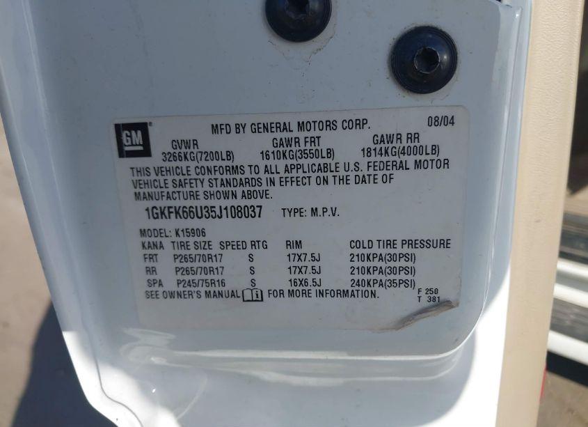 Photo 9 of 2005 Gmc Yukon XL 1500 DENALI (VIN 1GKFK66U35J108037)