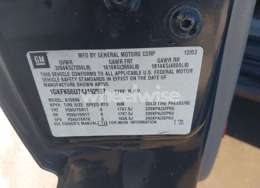 Photo 9 of 2004 Gmc Yukon XL 1500 DENALI (VIN 1GKFK66U74J192507)