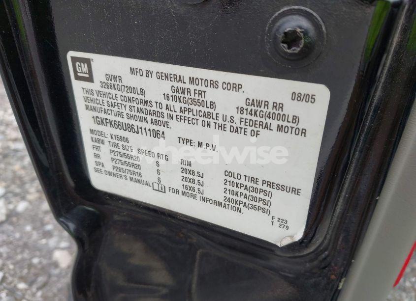 Photo 9 of 2006 Gmc Yukon XL 1500 DENALI (VIN 1GKFK66U86J111064)