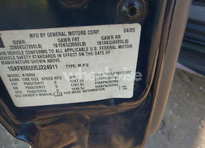 Photo 9 of 2005 Gmc Yukon XL 1500 DENALI (VIN 1GKFK66U95J224911)