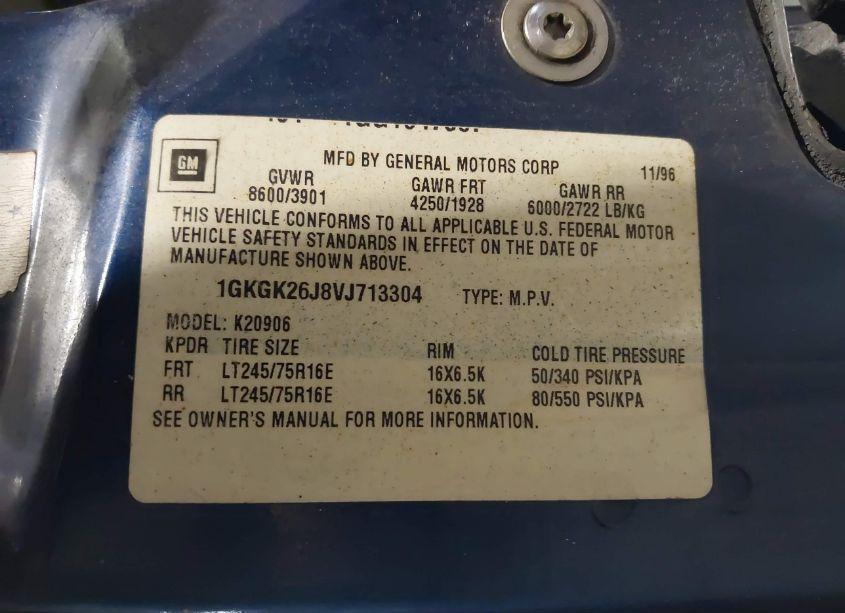 Photo 9 of 1997 Gmc Suburban 2500 SL (VIN 1GKGK26J8VJ713304)