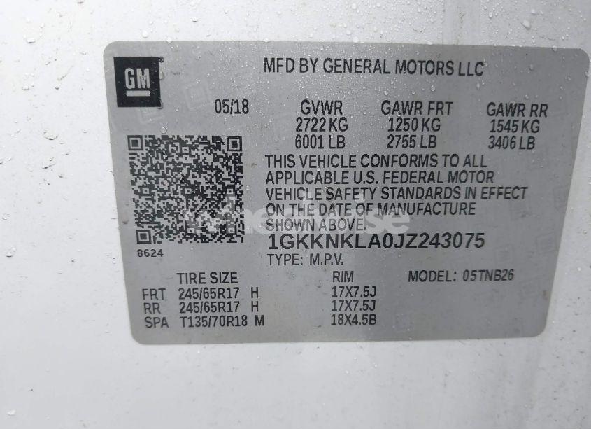 Photo 9 of 2018 Gmc Acadia SLE-1 (VIN 1GKKNKLA0JZ243075)