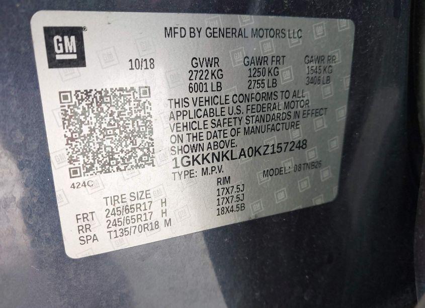 Photo 9 of 2019 Gmc Acadia SLE-1 (VIN 1GKKNKLA0KZ157248)