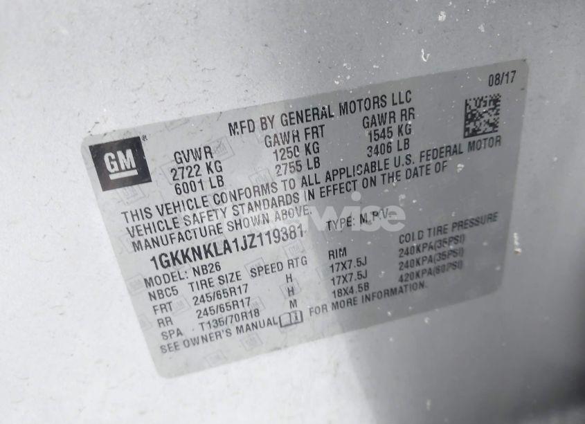 Photo 9 of 2018 Gmc Acadia SLE-1 (VIN 1GKKNKLA1JZ119381)