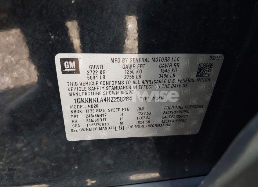 Photo 9 of 2017 Gmc Acadia SLE-1 (VIN 1GKKNKLA4HZ258284)