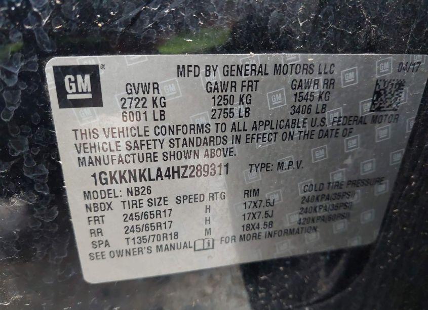 Photo 9 of 2017 Gmc Acadia SLE-1 (VIN 1GKKNKLA4HZ289311)