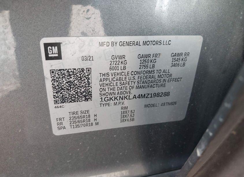 Photo 9 of 2021 Gmc Acadia FWD SLE (VIN 1GKKNKLA4MZ198288)