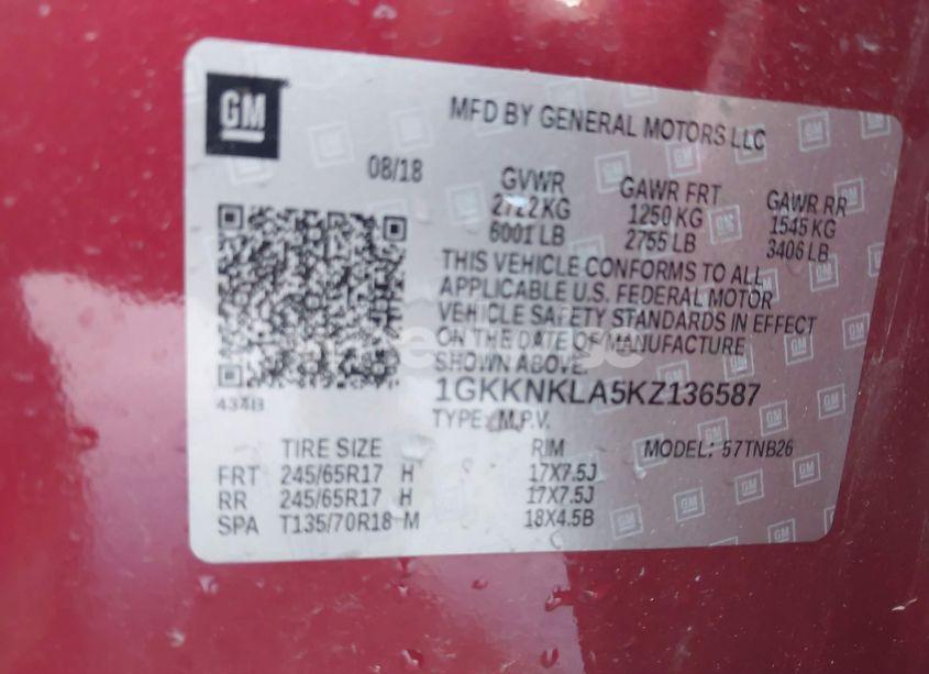 Photo 9 of 2019 Gmc Acadia SLE-1 (VIN 1GKKNKLA5KZ136587)