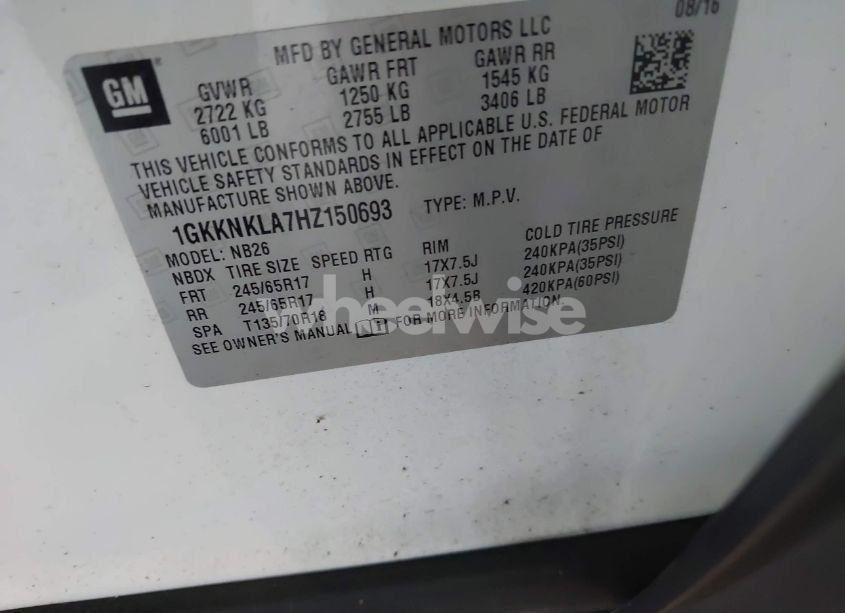 Photo 9 of 2017 Gmc Acadia SLE-1 (VIN 1GKKNKLA7HZ150693)