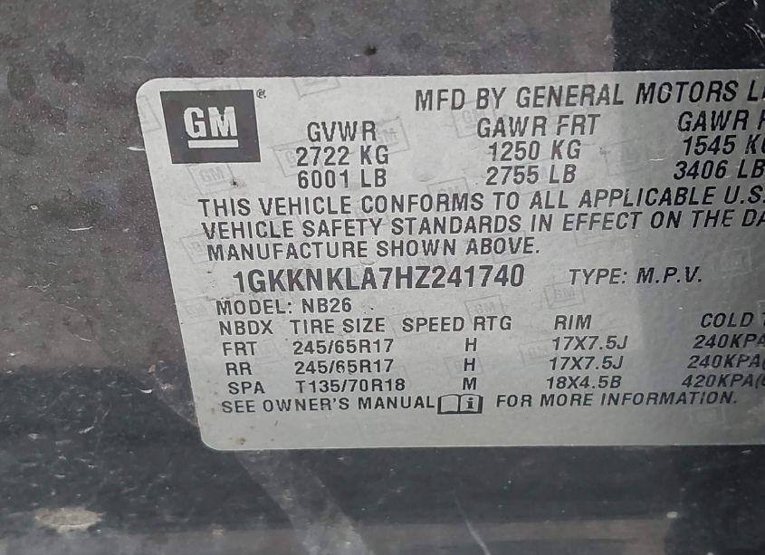 Photo 9 of 2017 Gmc Acadia SLE-1 (VIN 1GKKNKLA7HZ241740)