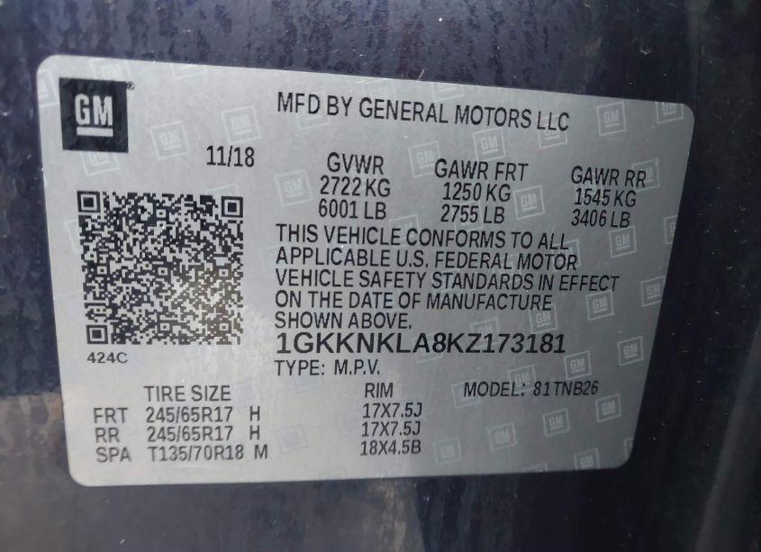 Photo 9 of 2019 Gmc Acadia SLE-1 (VIN 1GKKNKLA8KZ173181)