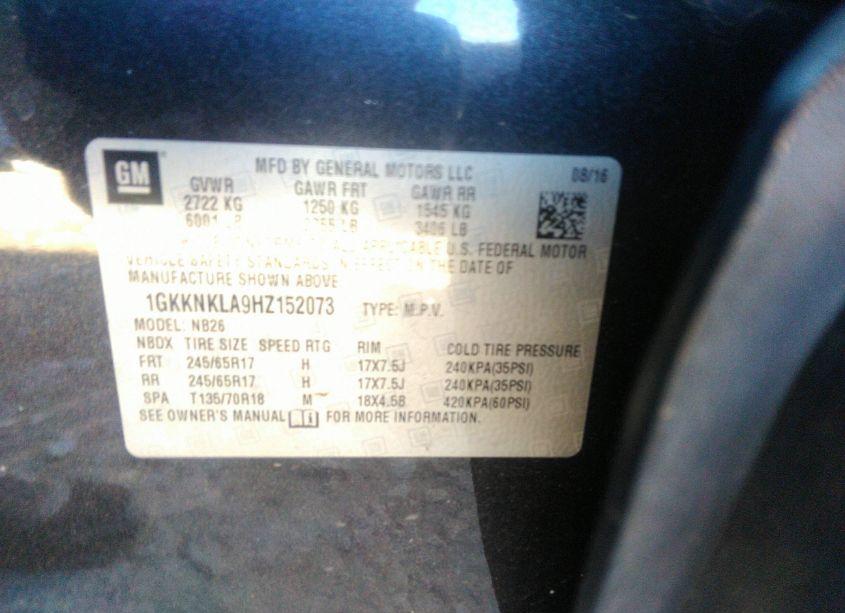 Photo 9 of 2017 Gmc Acadia SLE-1 (VIN 1GKKNKLA9HZ152073)