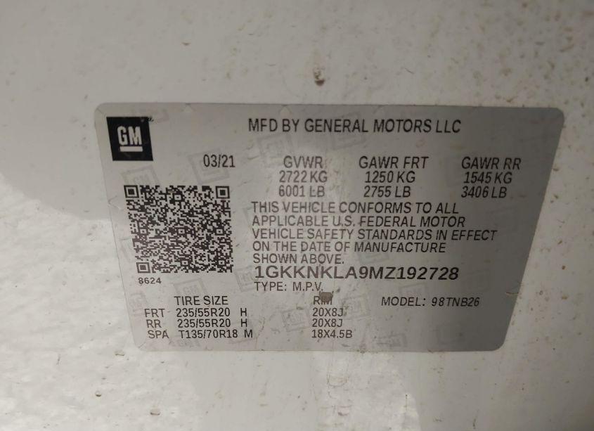 Photo 9 of 2021 Gmc Acadia FWD SLE (VIN 1GKKNKLA9MZ192728)