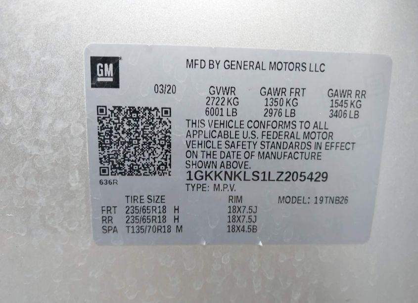 Photo 9 of 2020 Gmc Acadia FWD SLE (VIN 1GKKNKLS1LZ205429)