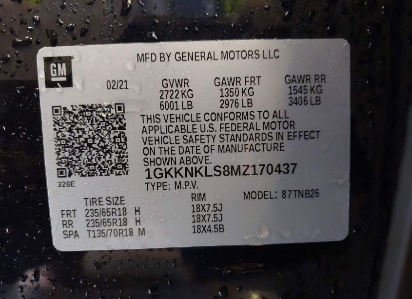 Photo 9 of 2021 Gmc Acadia FWD SLE (VIN 1GKKNKLS8MZ170437)