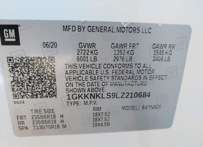 Photo 9 of 2020 Gmc Acadia FWD SLE (VIN 1GKKNKLS9LZ210684)