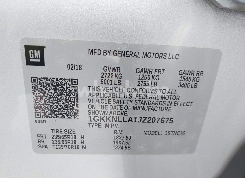 Photo 9 of 2018 Gmc Acadia SLE-2 (VIN 1GKKNLLA1JZ207675)