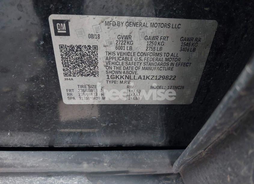 Photo 9 of 2019 Gmc Acadia SLE-2 (VIN 1GKKNLLA1KZ129822)