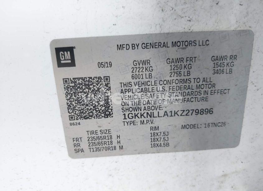 Photo 9 of 2019 Gmc Acadia SLE-2 (VIN 1GKKNLLA1KZ279896)