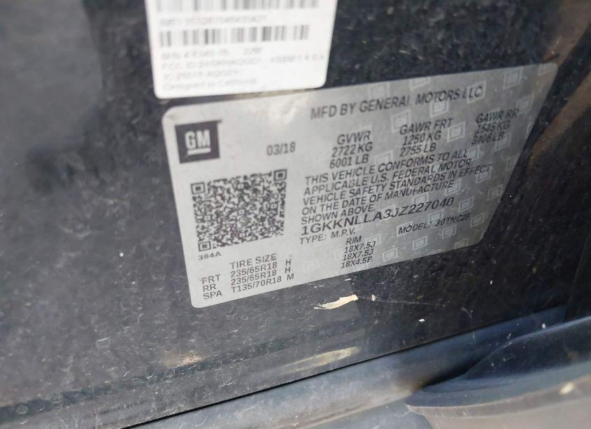 Photo 9 of 2018 Gmc Acadia SLE-2 (VIN 1GKKNLLA3JZ227040)