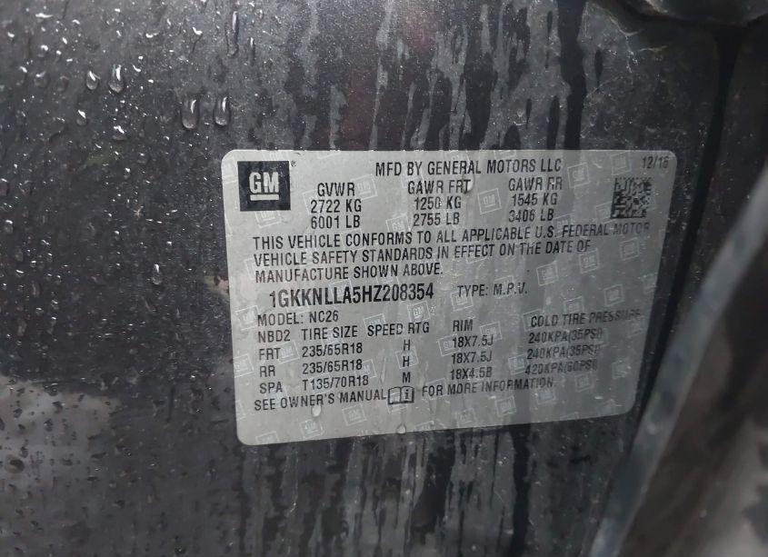 Photo 9 of 2017 Gmc Acadia SLE-2 (VIN 1GKKNLLA5HZ208354)