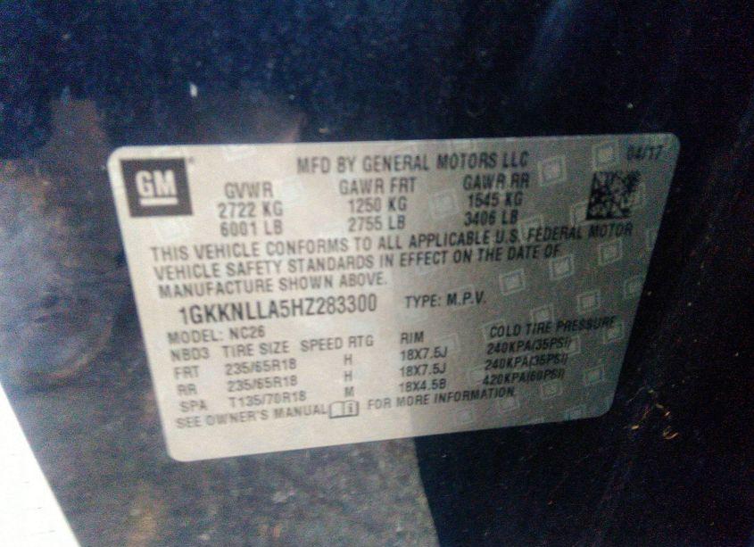 Photo 9 of 2017 Gmc Acadia SLE-2 (VIN 1GKKNLLA5HZ283300)