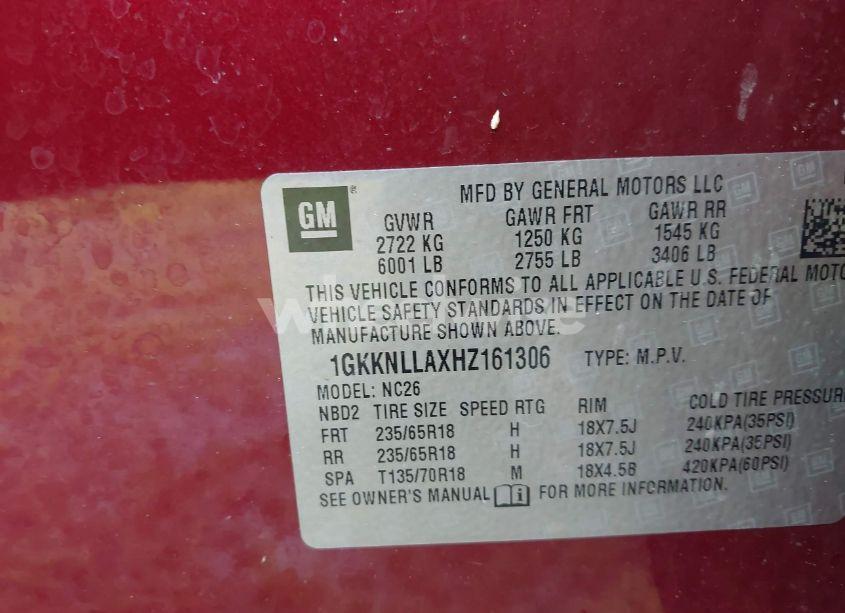 Photo 9 of 2017 Gmc Acadia SLE-2 (VIN 1GKKNLLAXHZ161306)