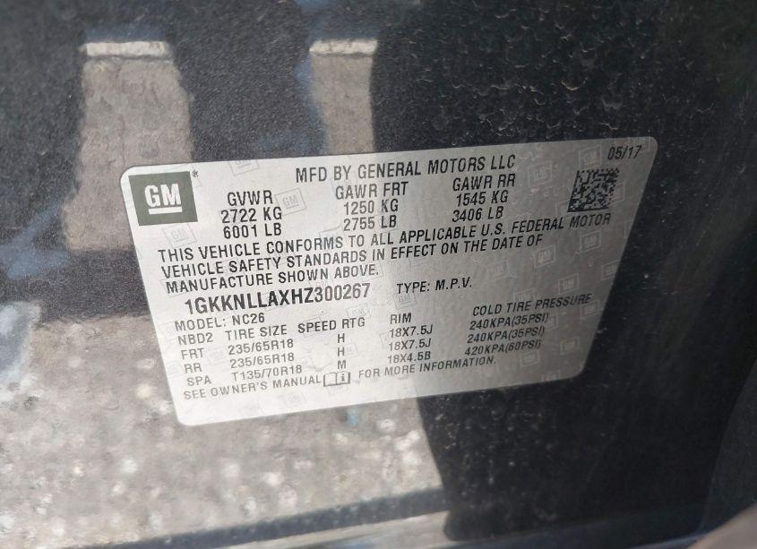 Photo 9 of 2017 Gmc Acadia SLE-2 (VIN 1GKKNLLAXHZ300267)