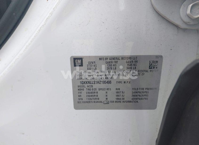 Photo 9 of 2017 Gmc Acadia SLE-2 (VIN 1GKKNLLS1HZ195496)