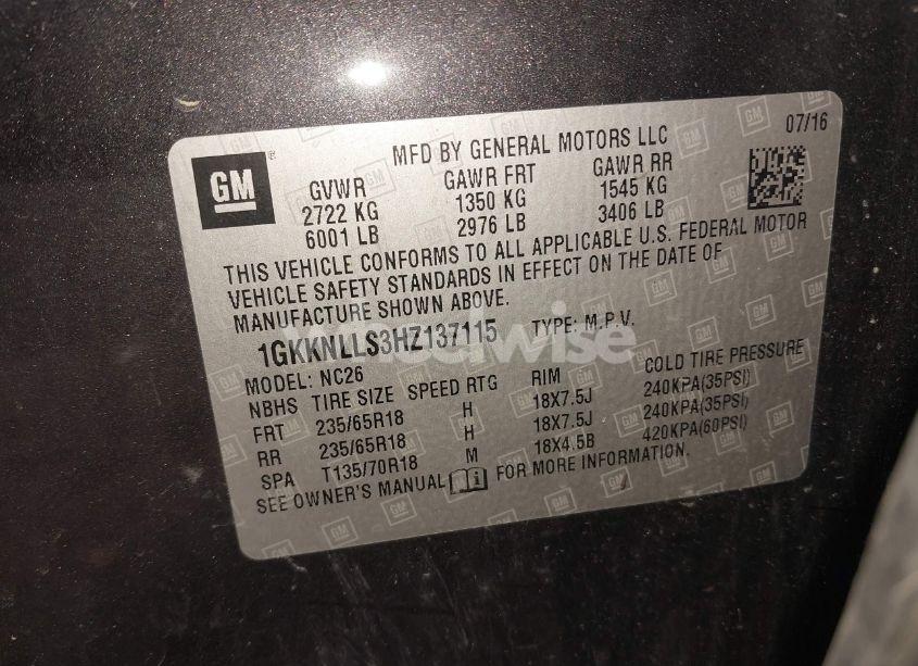 Photo 9 of 2017 Gmc Acadia SLE-2 (VIN 1GKKNLLS3HZ137115)