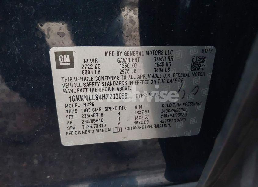 Photo 9 of 2017 Gmc Acadia SLE-2 (VIN 1GKKNLLS4HZ233058)