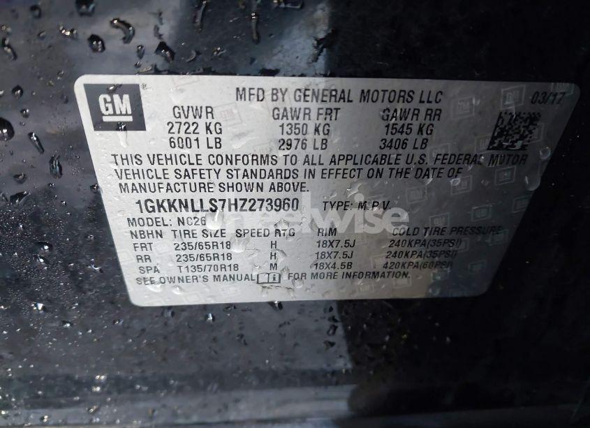 Photo 9 of 2017 Gmc Acadia SLE-2 (VIN 1GKKNLLS7HZ273960)