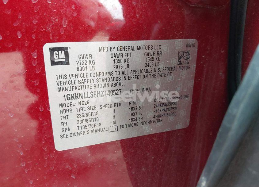 Photo 9 of 2017 Gmc Acadia SLE-2 (VIN 1GKKNLLS8HZ140527)