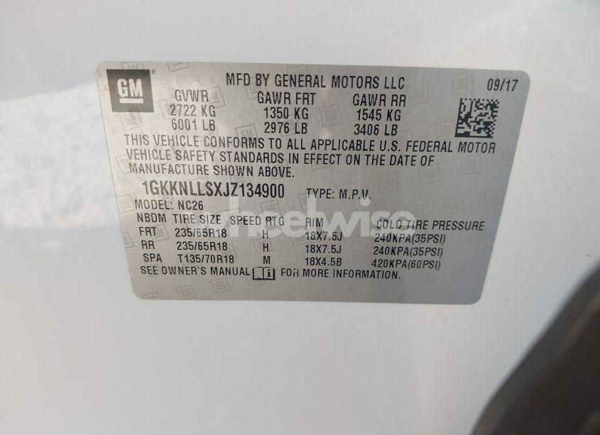 Photo 9 of 2018 Gmc Acadia SLE-2 (VIN 1GKKNLLSXJZ134900)