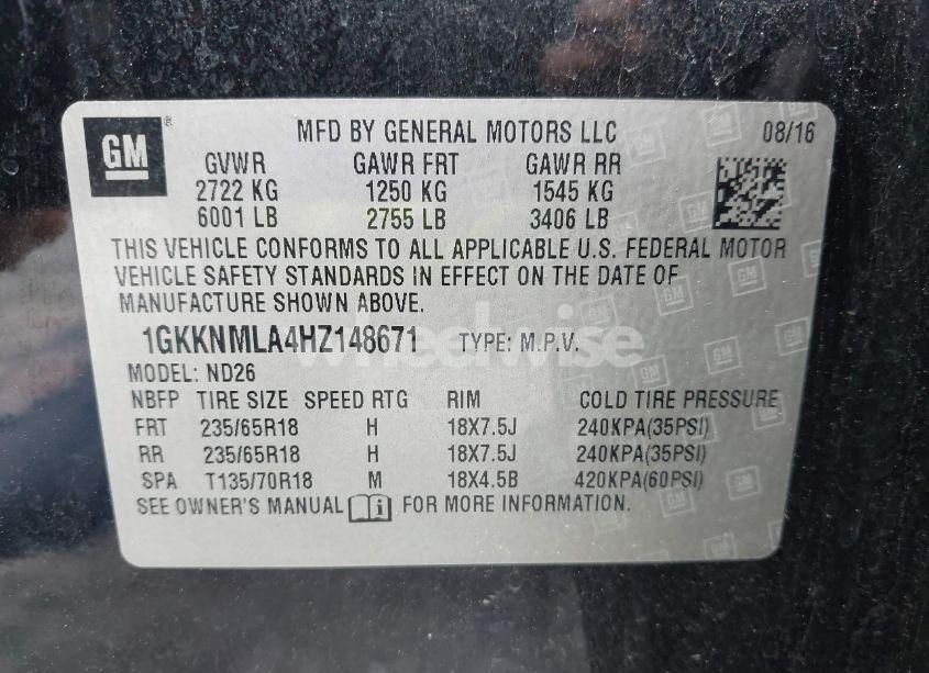 Photo 9 of 2017 Gmc Acadia SLT-1 (VIN 1GKKNMLA4HZ148671)