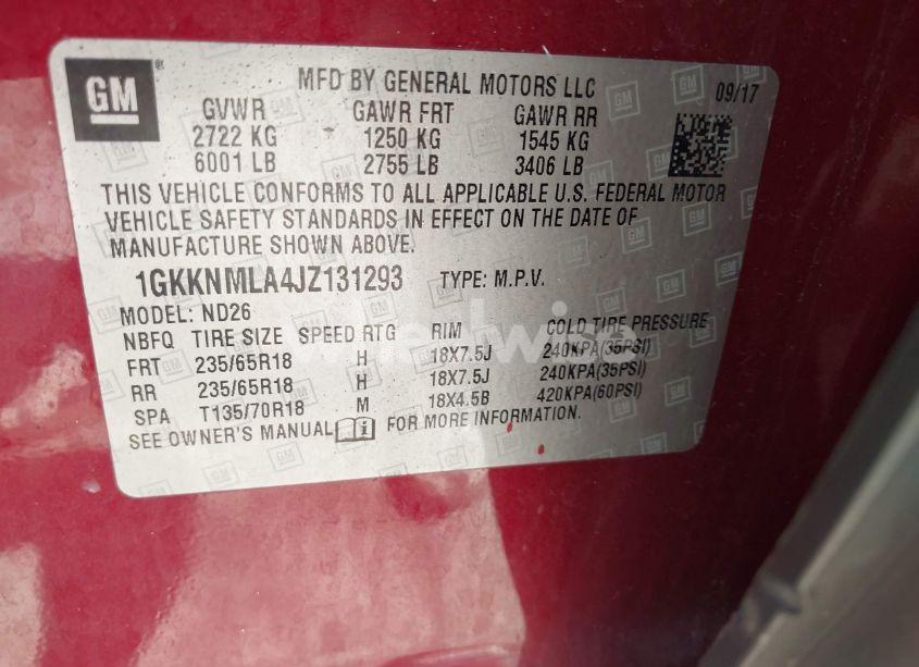 Photo 9 of 2018 Gmc Acadia SLT (VIN 1GKKNMLA4JZ131293)