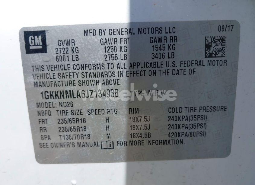 Photo 9 of 2018 Gmc Acadia SLT-1 (VIN 1GKKNMLA6JZ134938)