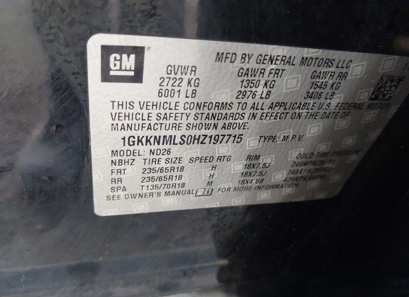 Photo 9 of 2017 Gmc Acadia SLT-1 (VIN 1GKKNMLS0HZ197715)