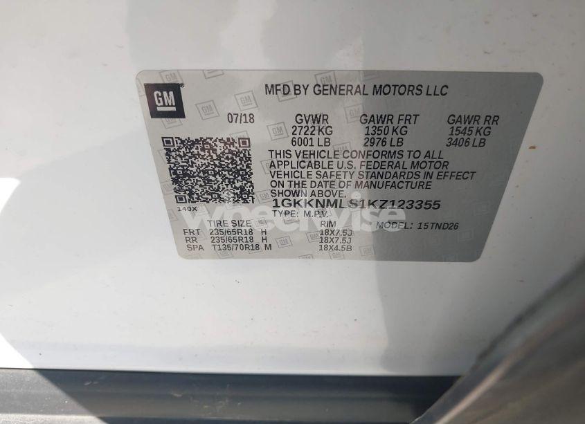 Photo 9 of 2019 Gmc Acadia SLT-1 (VIN 1GKKNMLS1KZ123355)