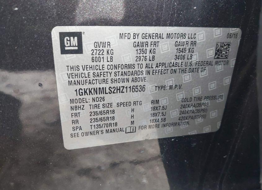 Photo 9 of 2017 Gmc Acadia SLT-1 (VIN 1GKKNMLS2HZ116536)