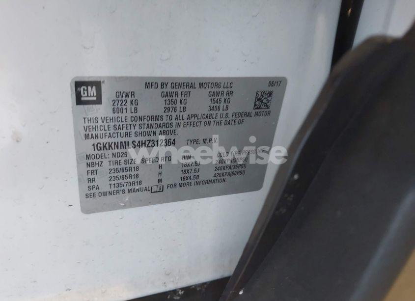 Photo 9 of 2017 Gmc Acadia SLT-1 (VIN 1GKKNMLS4HZ312364)