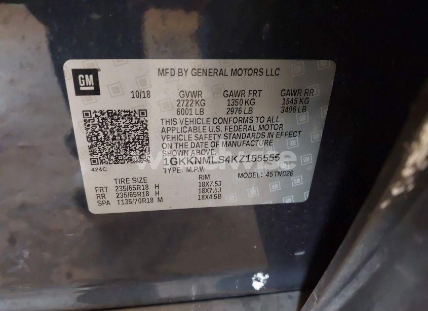 Photo 9 of 2019 Gmc Acadia SLT-1 (VIN 1GKKNMLS4KZ155555)