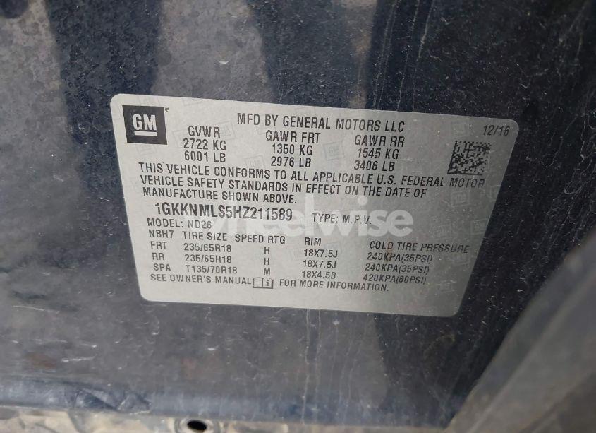 Photo 9 of 2017 Gmc Acadia SLT-1 (VIN 1GKKNMLS5HZ211589)