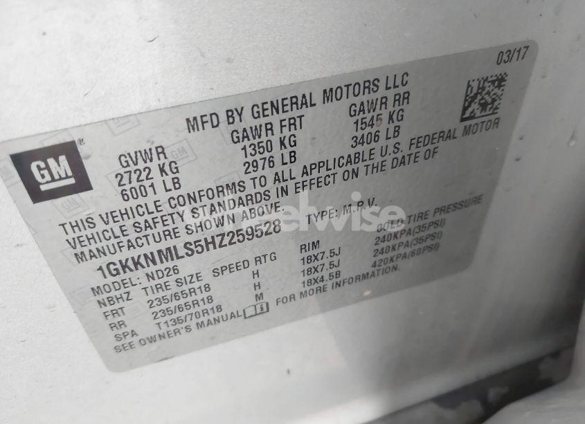 Photo 9 of 2017 Gmc Acadia SLT-1 (VIN 1GKKNMLS5HZ259528)